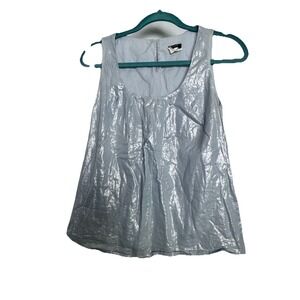 J.Crew Sky Blue Shimmer Whisper Lamé Zoey Sleeveless Top Women's‎ Size 8 Relaxed